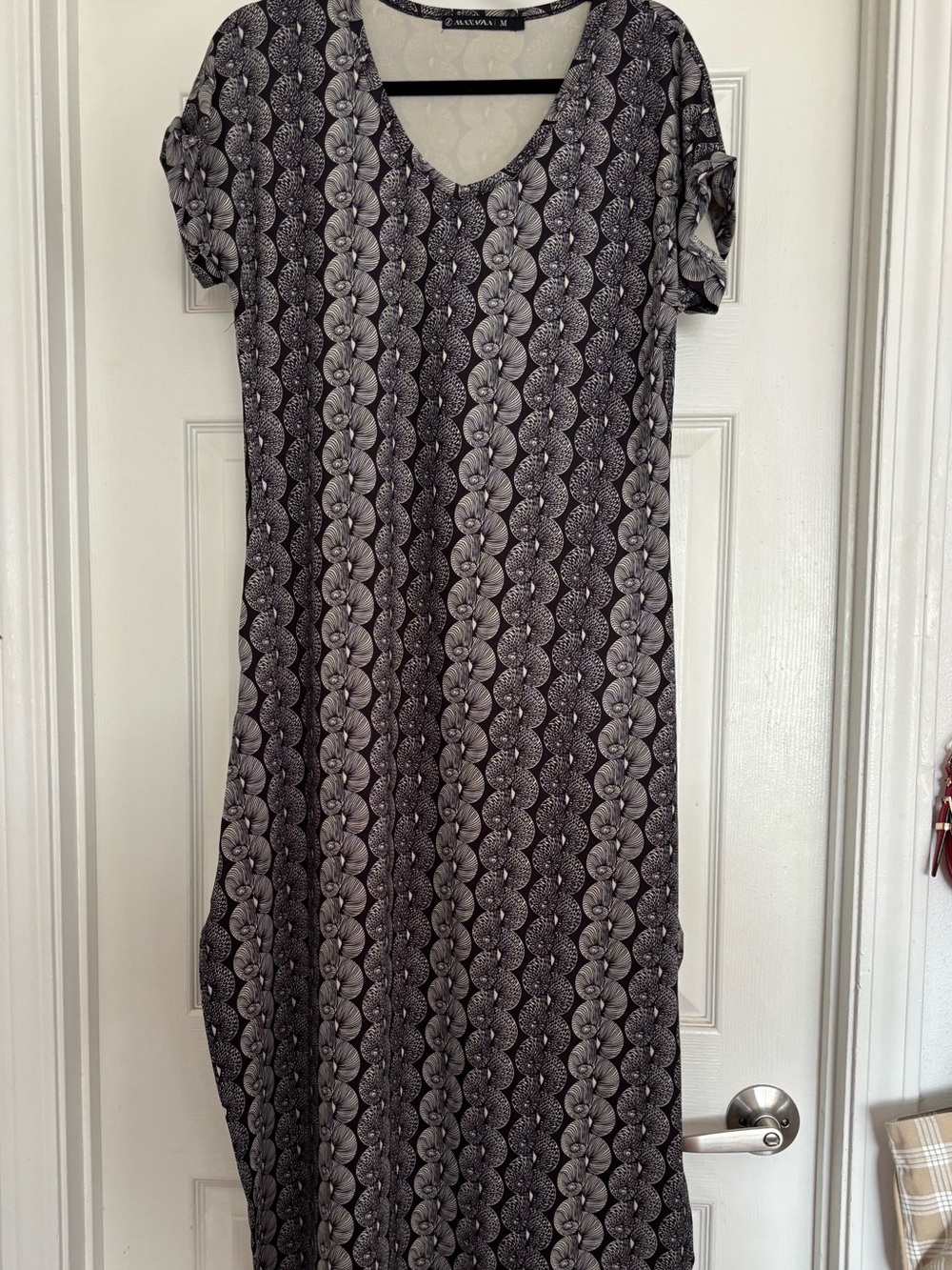 Manaola Black & Gray Maxi Dress with Subtle Pattern